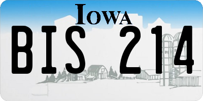 IA license plate BIS214