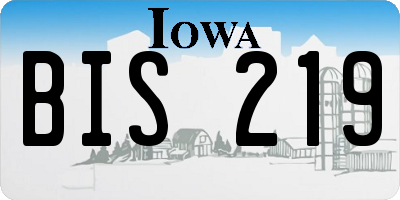 IA license plate BIS219
