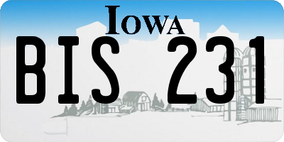 IA license plate BIS231