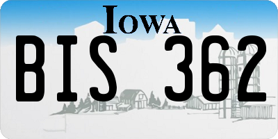 IA license plate BIS362