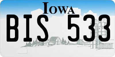 IA license plate BIS533