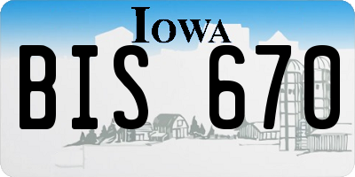 IA license plate BIS670