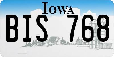 IA license plate BIS768