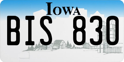 IA license plate BIS830