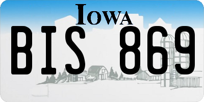 IA license plate BIS869