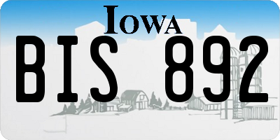 IA license plate BIS892