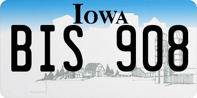 IA license plate BIS908