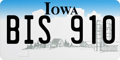 IA license plate BIS910