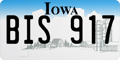 IA license plate BIS917
