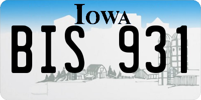 IA license plate BIS931