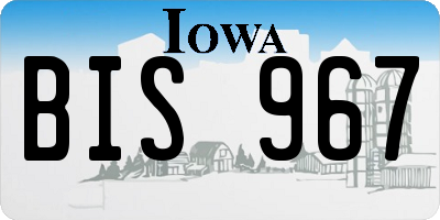 IA license plate BIS967