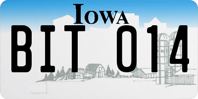 IA license plate BIT014