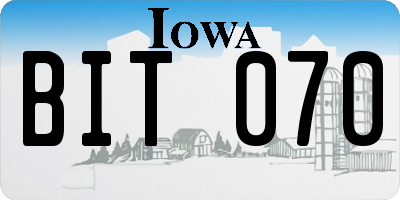 IA license plate BIT070