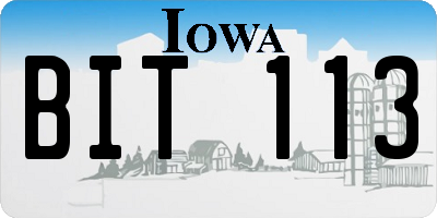 IA license plate BIT113
