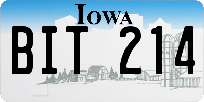 IA license plate BIT214