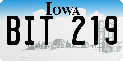 IA license plate BIT219