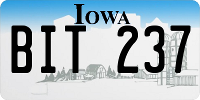 IA license plate BIT237