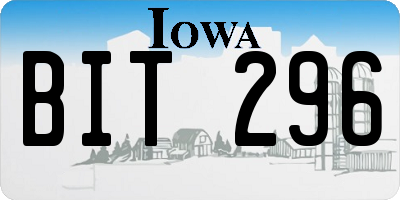IA license plate BIT296