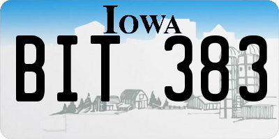 IA license plate BIT383