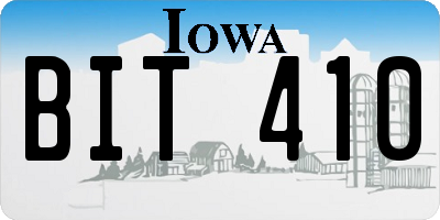 IA license plate BIT410