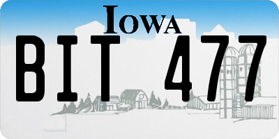 IA license plate BIT477