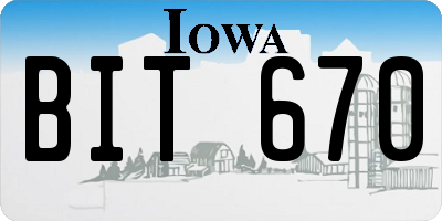 IA license plate BIT670