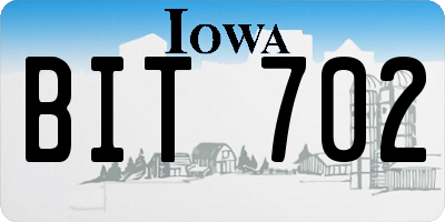 IA license plate BIT702