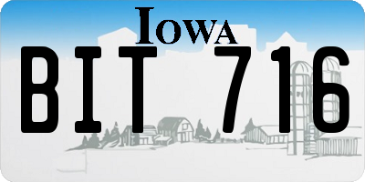 IA license plate BIT716