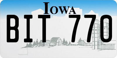 IA license plate BIT770