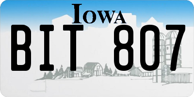 IA license plate BIT807