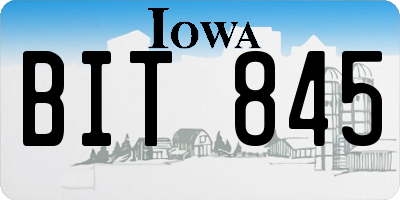 IA license plate BIT845