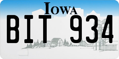 IA license plate BIT934