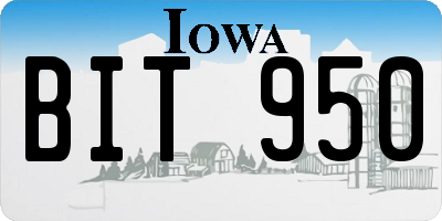IA license plate BIT950