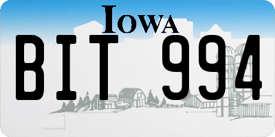 IA license plate BIT994
