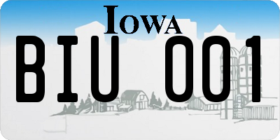 IA license plate BIU001