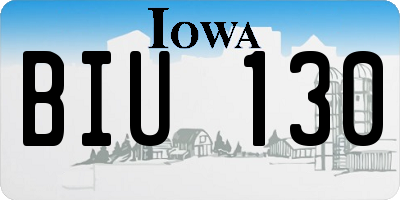 IA license plate BIU130