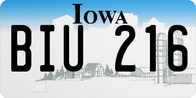 IA license plate BIU216