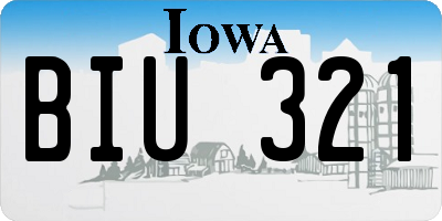 IA license plate BIU321