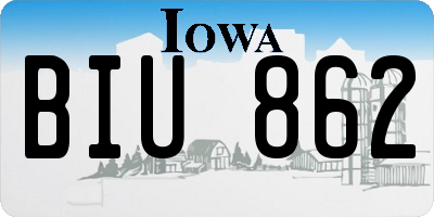 IA license plate BIU862
