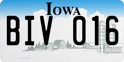 IA license plate BIV016