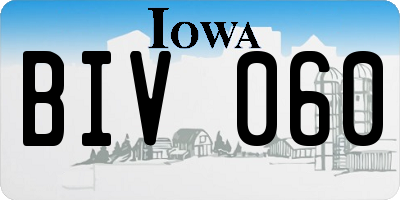 IA license plate BIV060