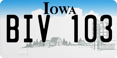 IA license plate BIV103