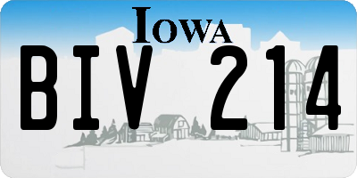 IA license plate BIV214