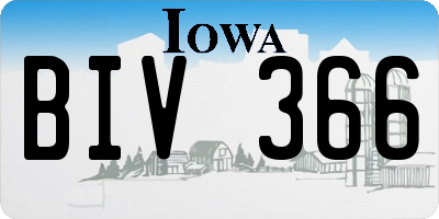 IA license plate BIV366