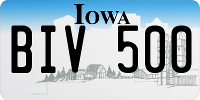 IA license plate BIV500