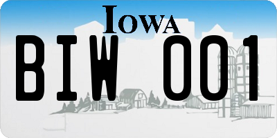 IA license plate BIW001