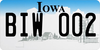 IA license plate BIW002