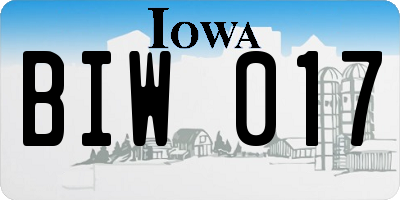 IA license plate BIW017