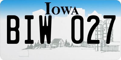 IA license plate BIW027