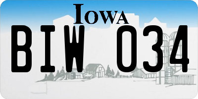 IA license plate BIW034
